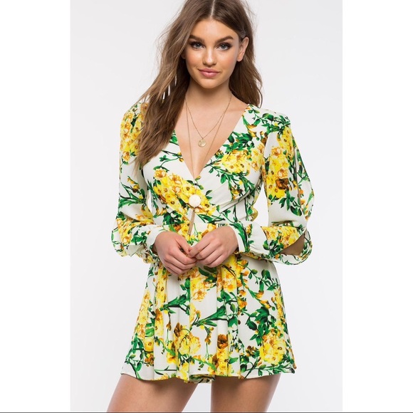 a'gaci Pants - A'Gaci Wild Flower Surplice Romper