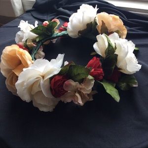 Wedding Day Gold and Rose Flower Crown