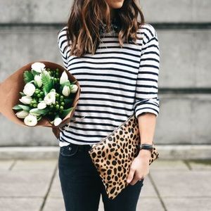 Clare V. Leopard Zip Clutch