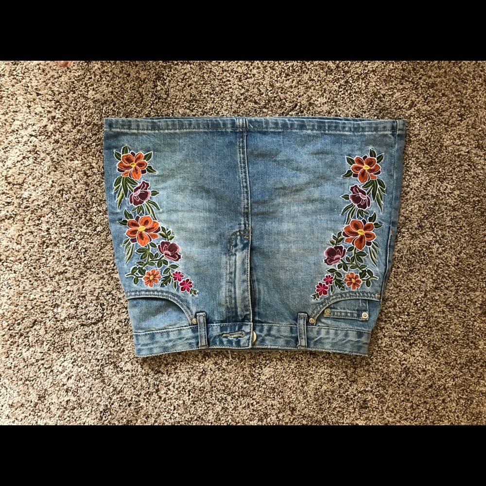 Floral jean skirt