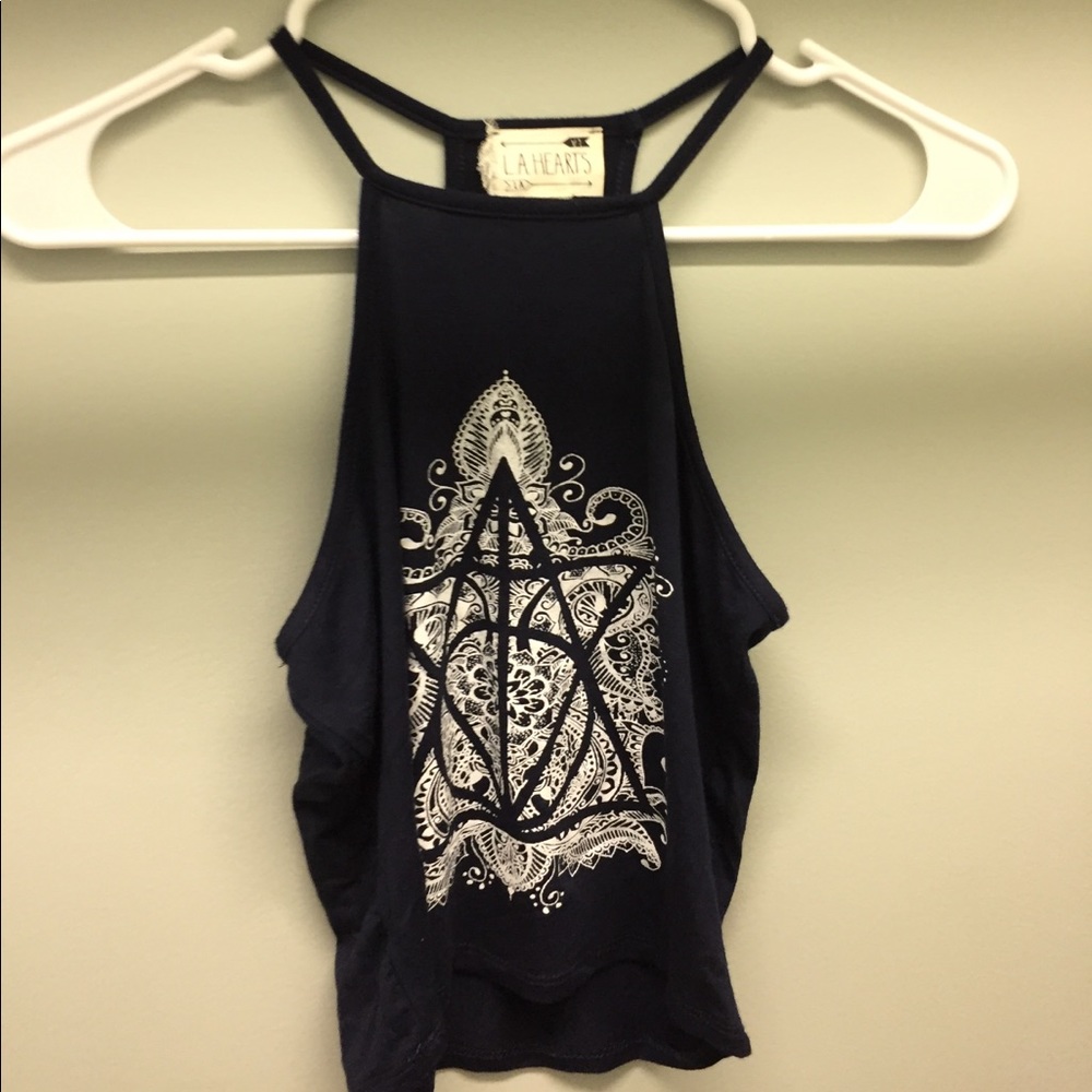 Blue Printed Tank Top