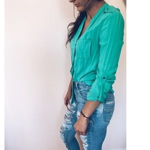 Green button up