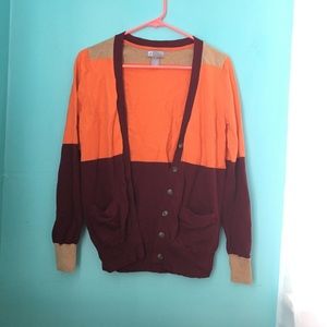 Orange and Burgundy Cardigan