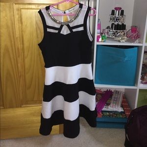 Black and white striped dress