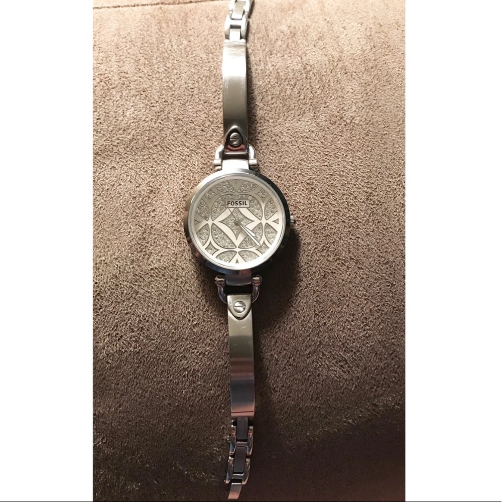 Fossil Silver and Diamond Watch