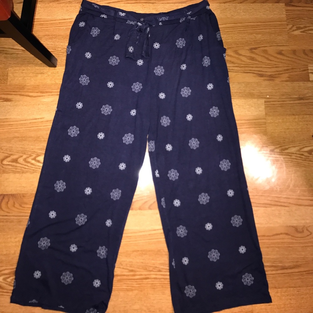 Patterned Blue and White Palazzo Pants