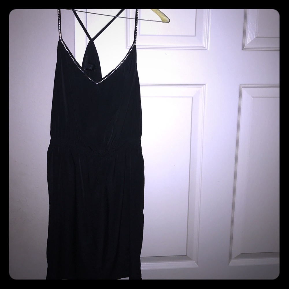 Little black dress with rhinestones neck and back