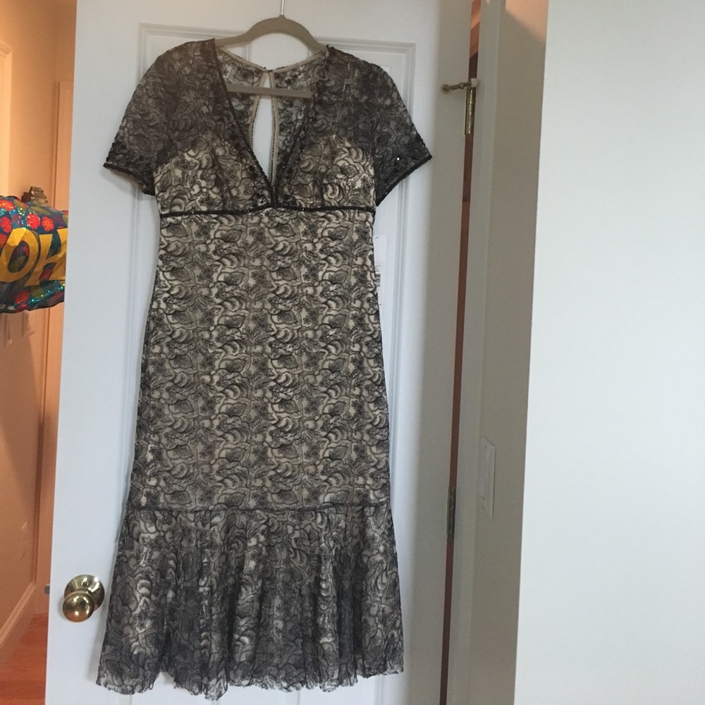 Badgley mischka size 8 elegant lace floral dress