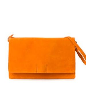 Zara basic suede orange clutch bag. New w/o tags