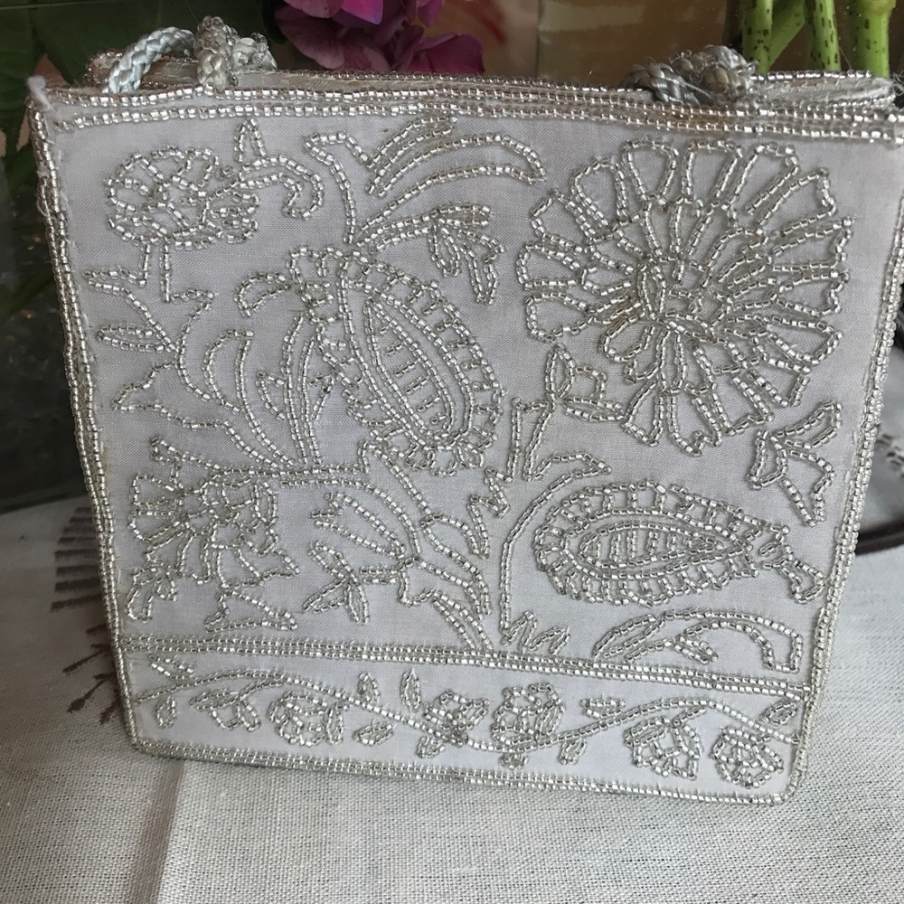 Vintage Silver Beaded Purse