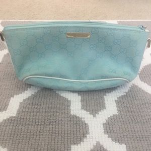 Authentic Gucci turquoise GG makeup bag/clutch