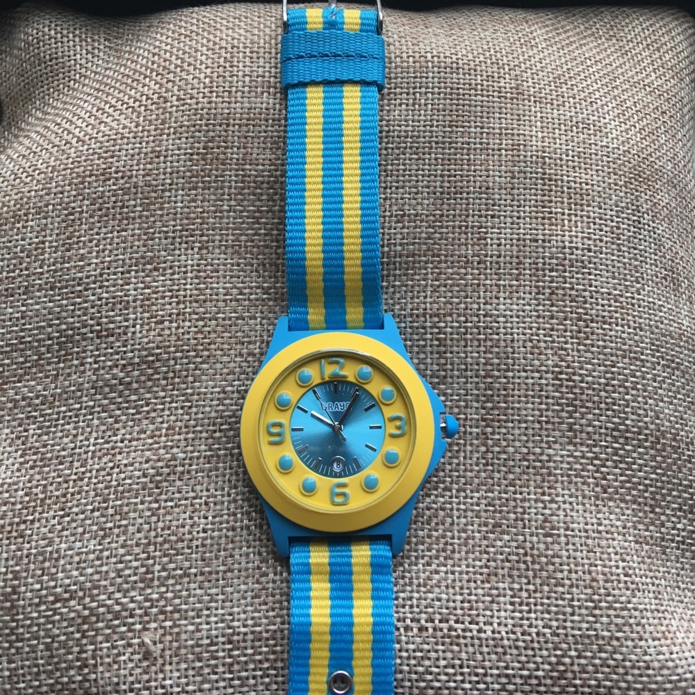 New Yellow Blue Stripe Crayo Carnival Watch Nylon