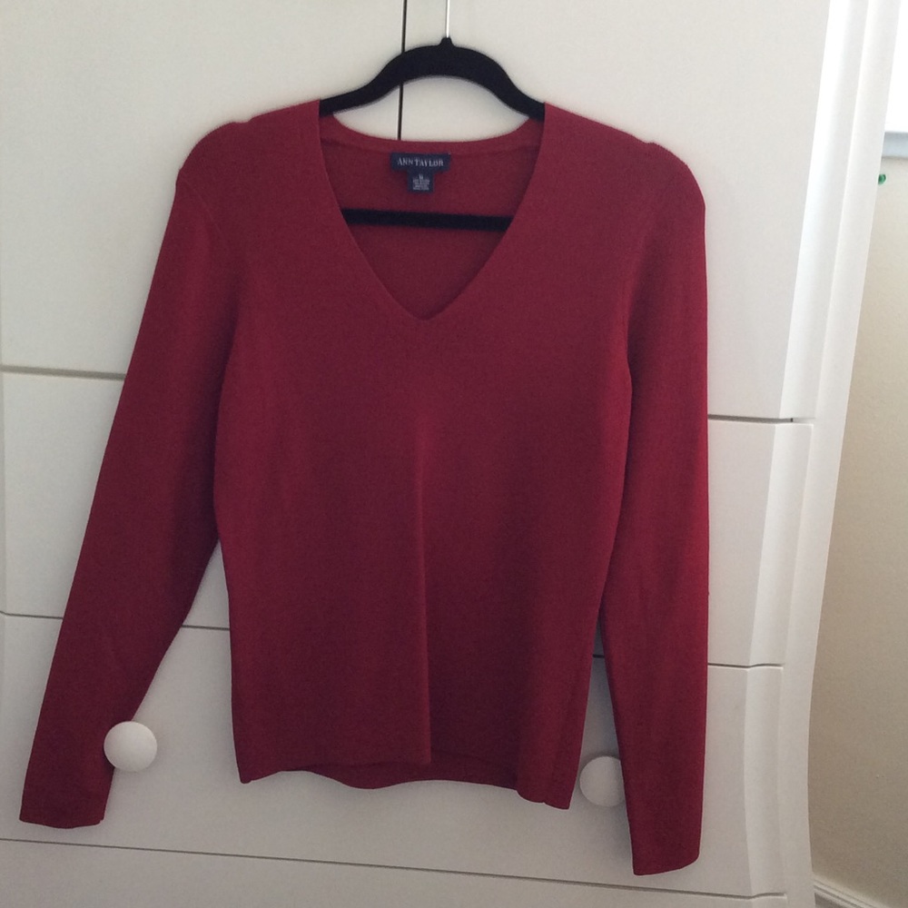 Women's Cranberry V-Neck Sweater