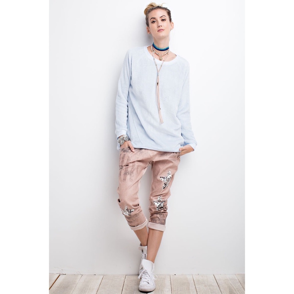 ❗️CLEARANCE❗️Blush Oversized Velvet Top S M L - Picture 4 of 6