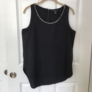 Kenneth Cole Black Sleeveless Blouse with Beaded Neckline Sz M