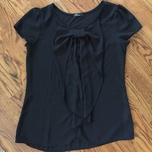Black chiffon bow top