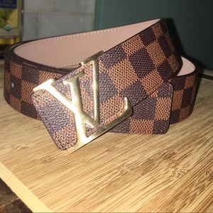 Louis Vuitton INITIALS Brown Checkered Belt 36-38
