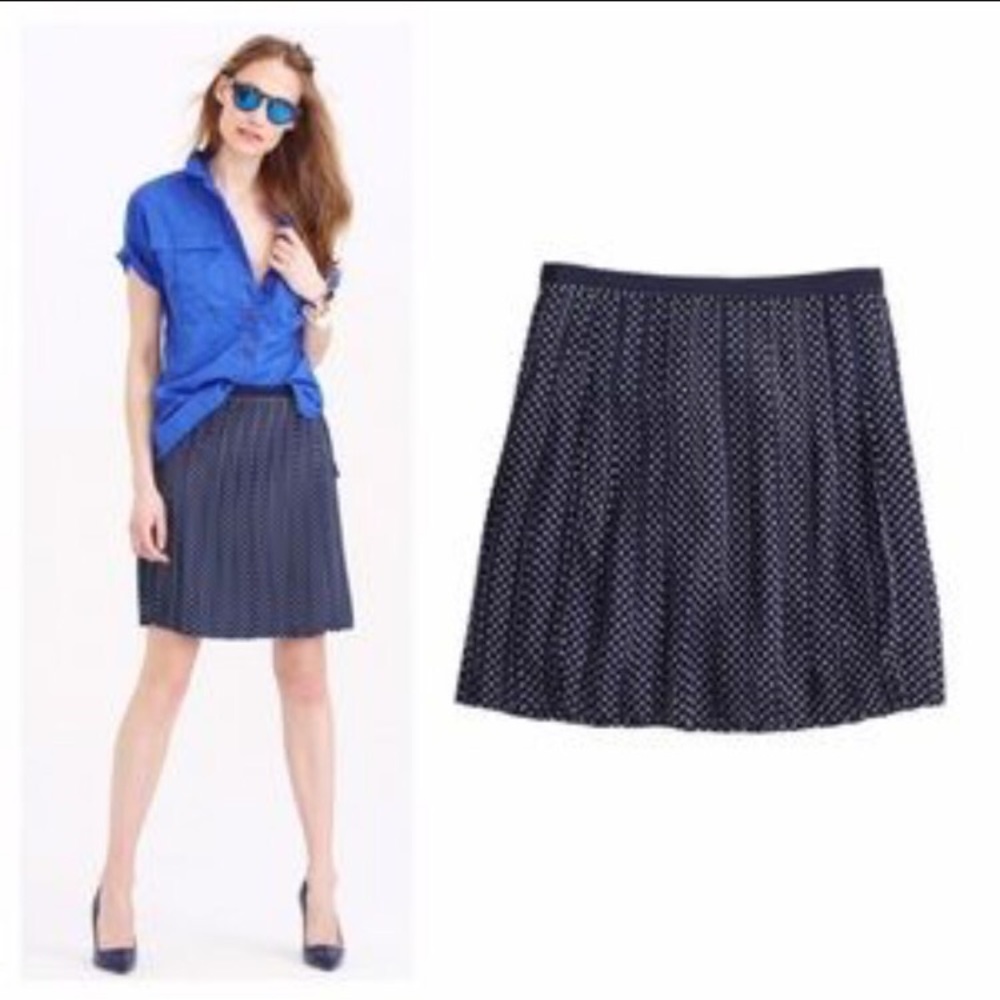 Jcrew pleated chiffon polka dot skirt!