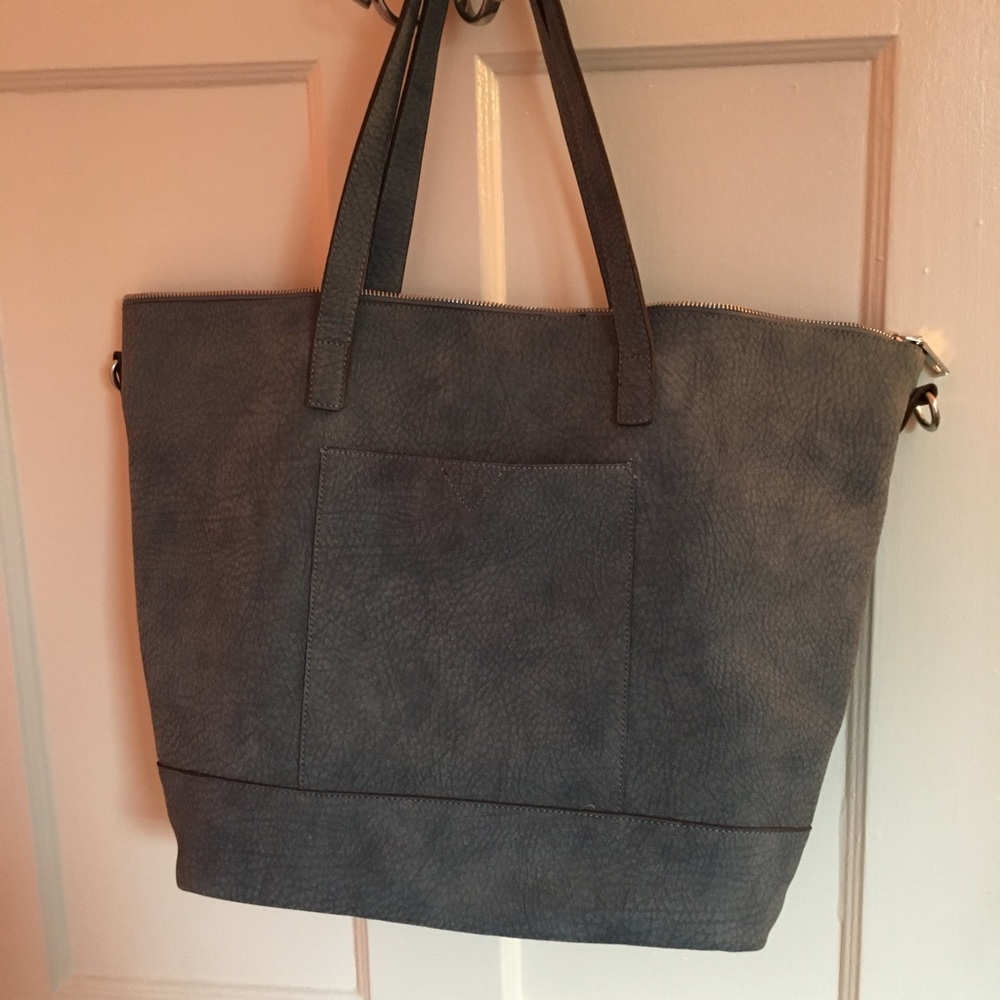 Jessica Distressed Tote Light Blue NWOT