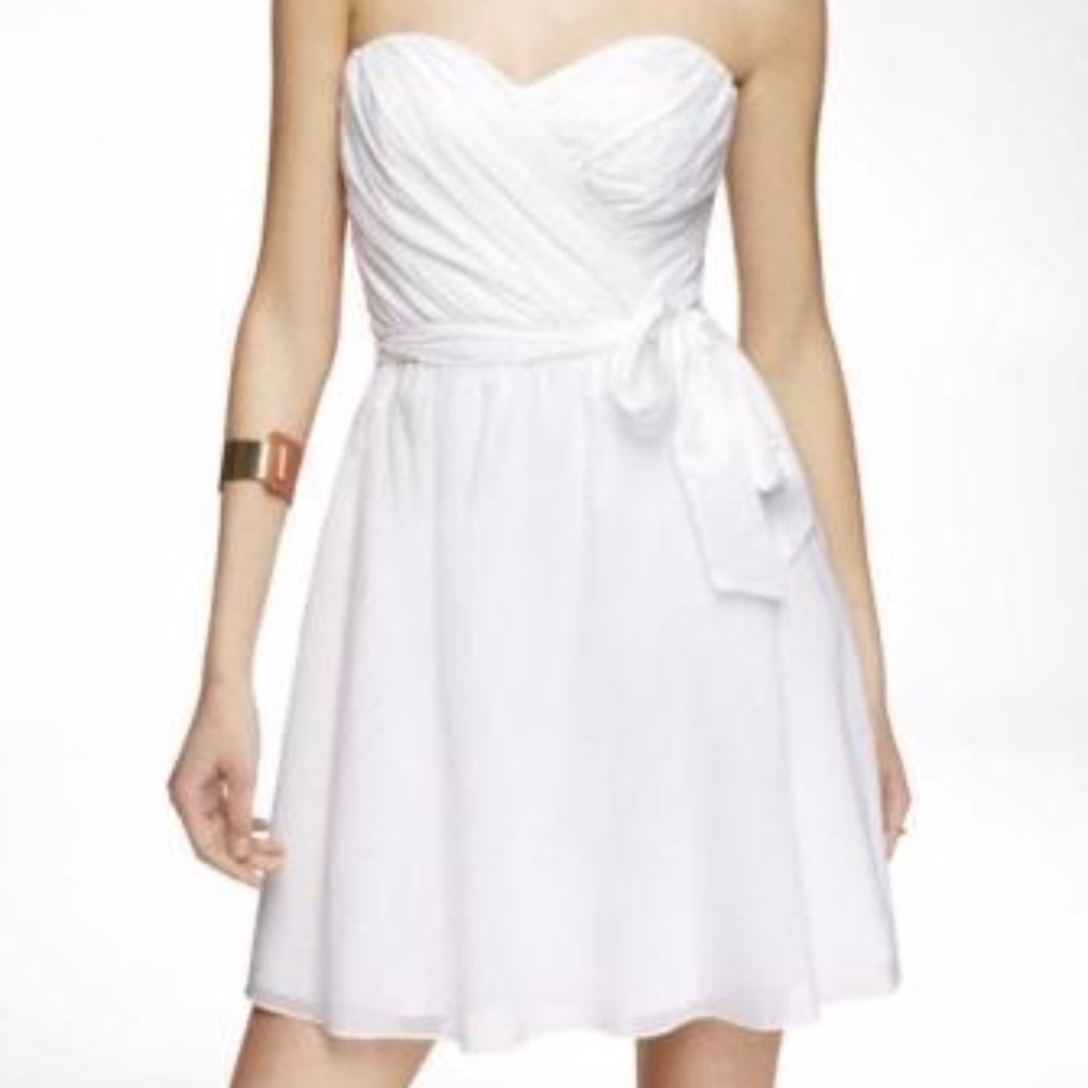 White Strapless Eyelet Dress w/ Built in Bra