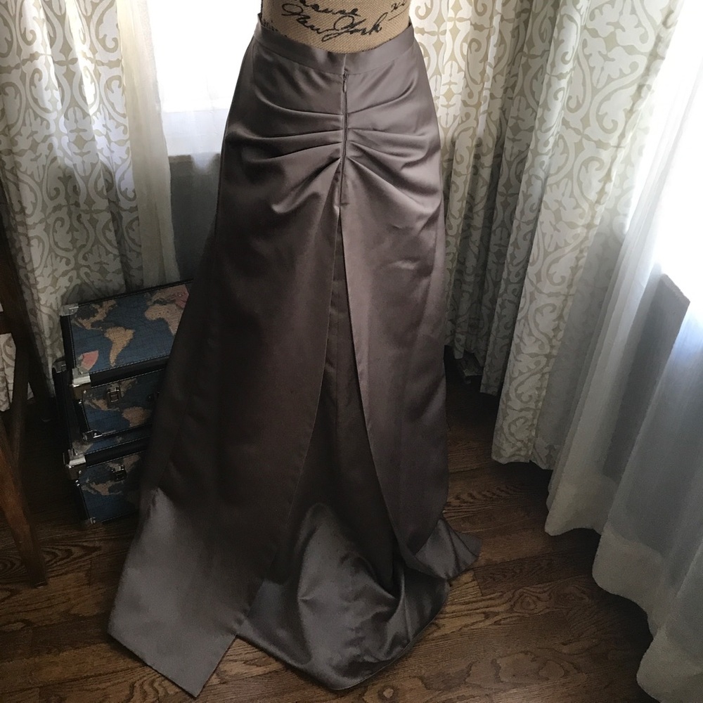 Satin floor length taupe skirt