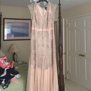 Adrianna Papell beige evening gown