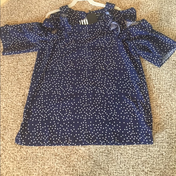 Tops - Polka Dot Open Shoulder Blouse Size Medium