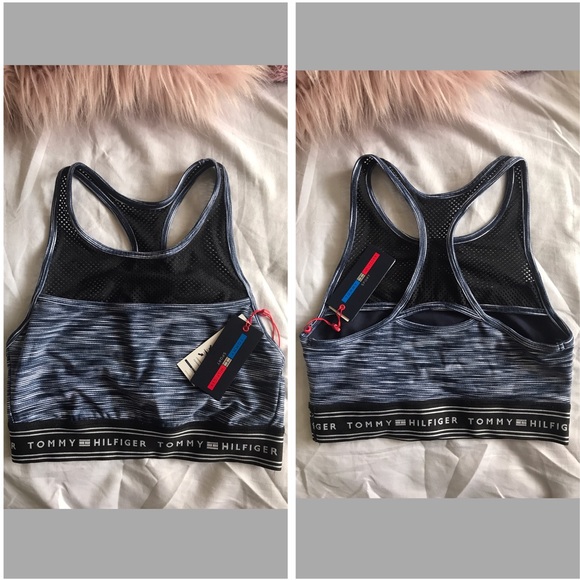 Tommy Hilfiger Gym Workout Sport Bra Stretch Logo - Picture 1 of 3