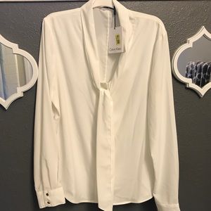 Calvin Klein suit tie-neck blouse