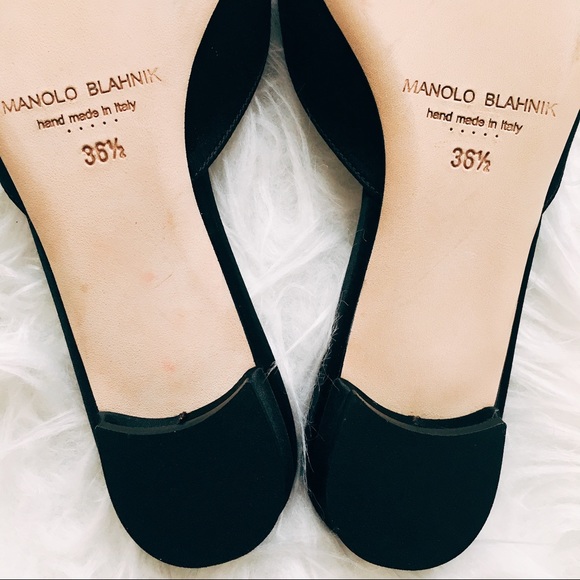 Manolo Blahnik Black Hangisi Satin slip on flats - Picture 4 of 5