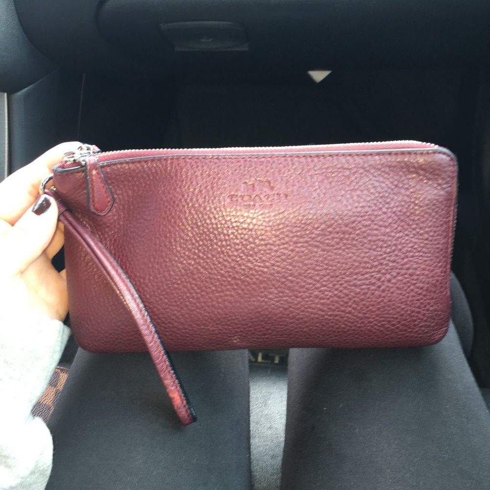 Authentic maroon coach wristlet/wallet