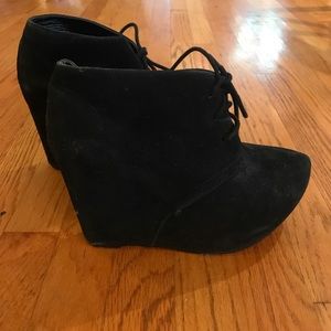 Wedged ankle booties