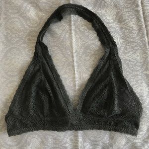 Aerie Dark Gray Lace Halter Bralette