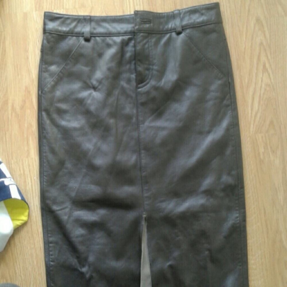 Leather chocolate brown skirt