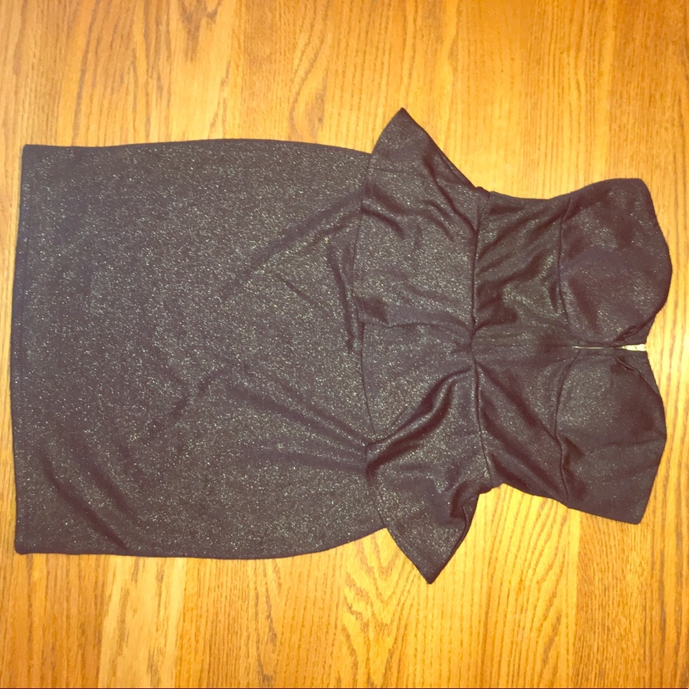 Black and gold strapless dress