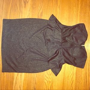 Black and gold strapless dress