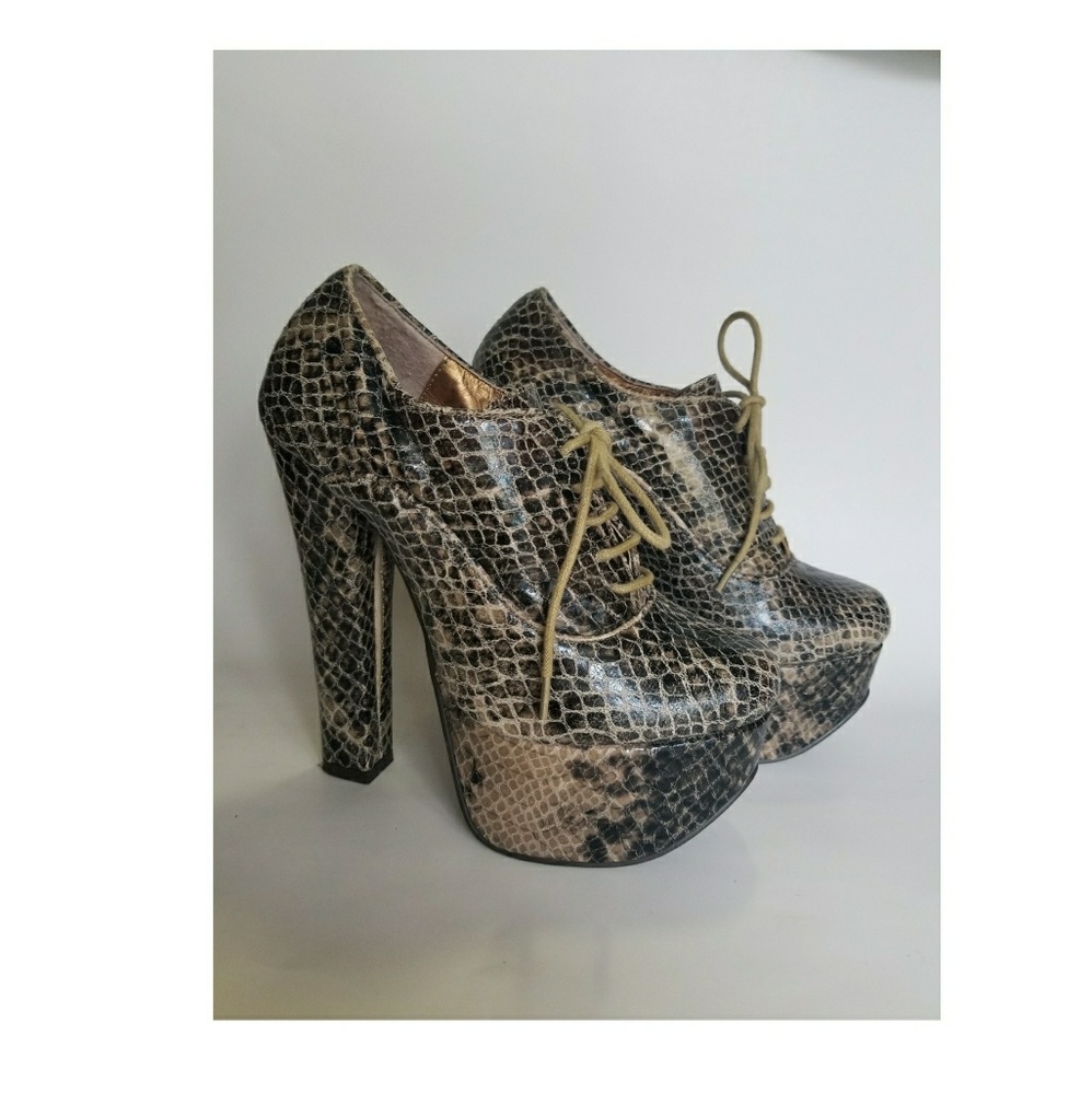 Luichiny Platform Faux Snake Skin Heels