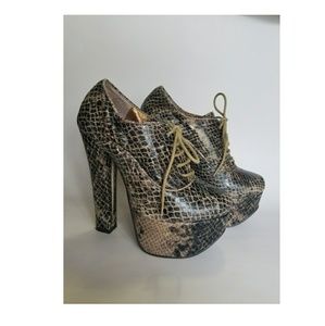 Luichiny Platform Faux Snake Skin Heels