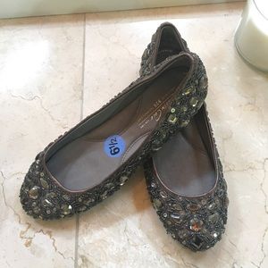 Kenneth Cole Gray Sequins Ballet Flats