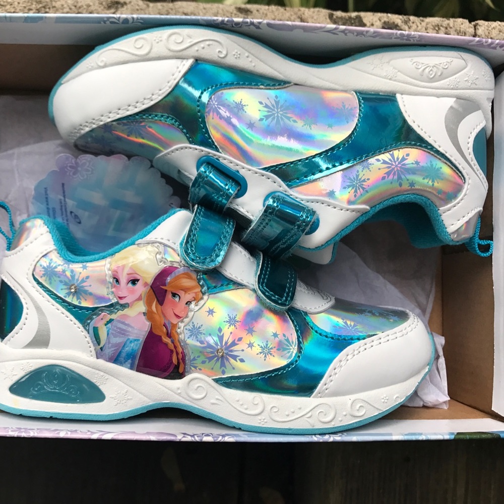 Girl's 11M Disney Frozen Blue Light Up Sneakers - Picture 2 of 8