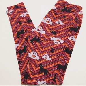 LulaRoe Halloween Chevron Ghost Leggings Size OS