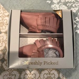 Freshly picked blush Mocs new in box. Size 3