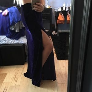 velvet maxi skirt