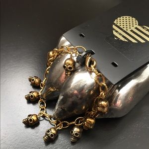 Gold skull charm bracelet Halloween punk gothic