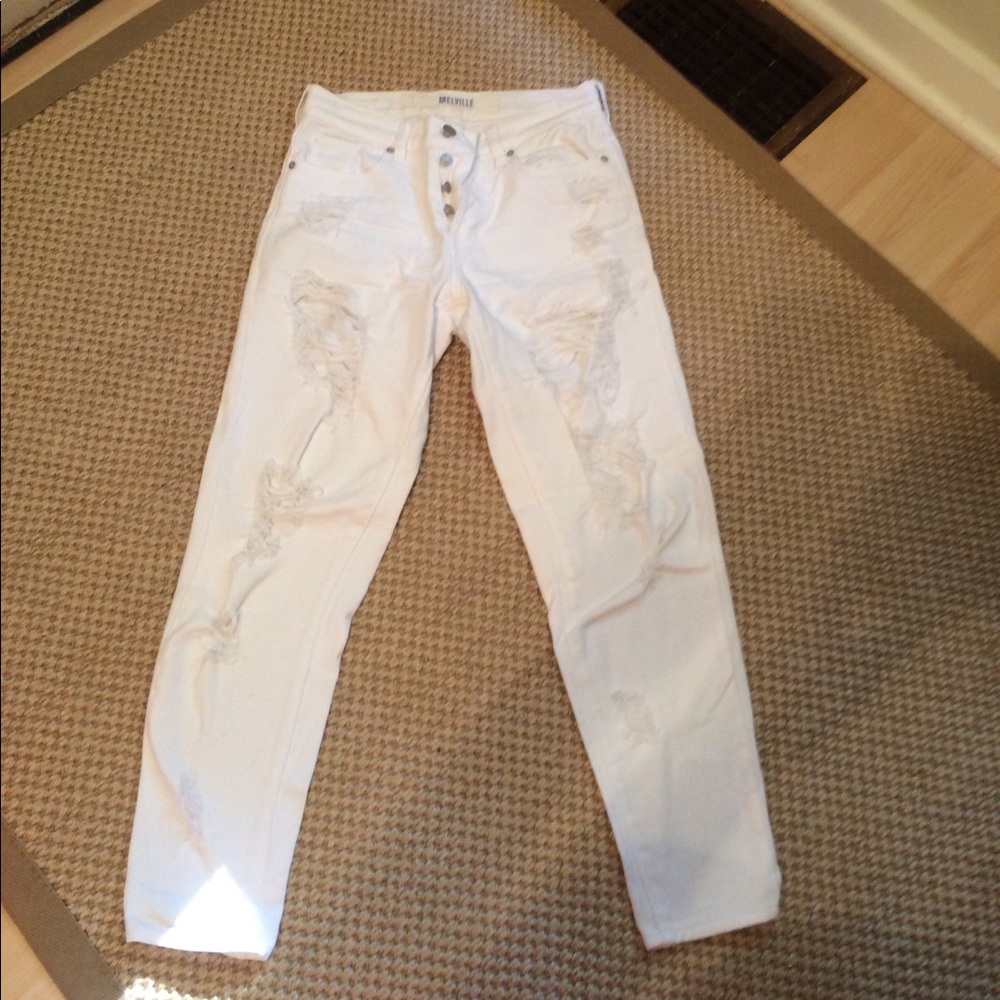 White ripped jeans