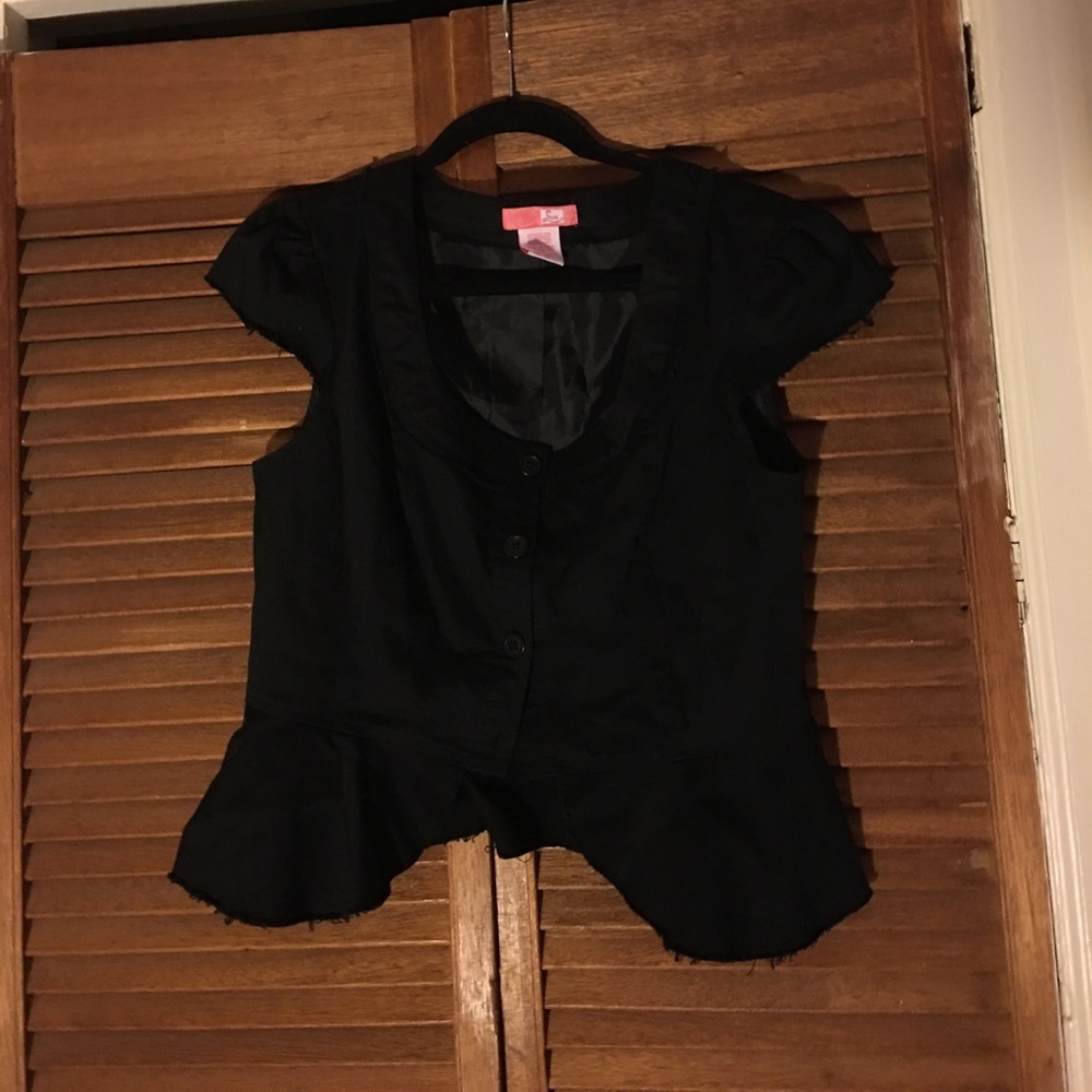 Lux black button down vest.