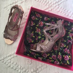 Betsey Johnson Pink Glitter Heels