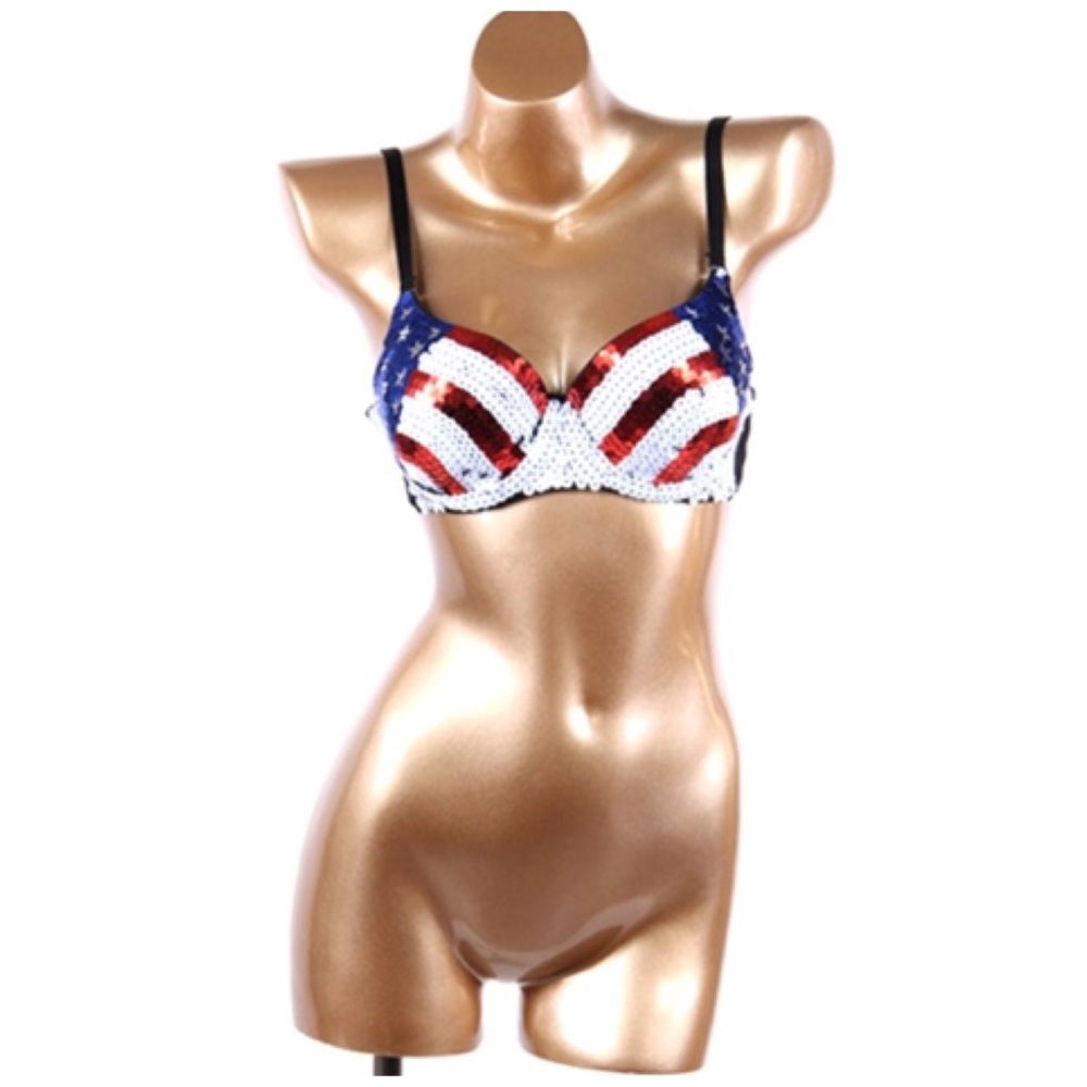 USA FLAG  🇺🇸 SEQUINCE BRALETTE