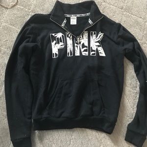 PINK Black Half Zip Sweatshirt