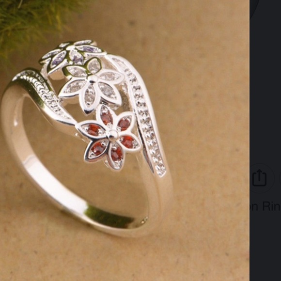 New 925 silver ring size 8 with 3 flower - Picture 2 of 2